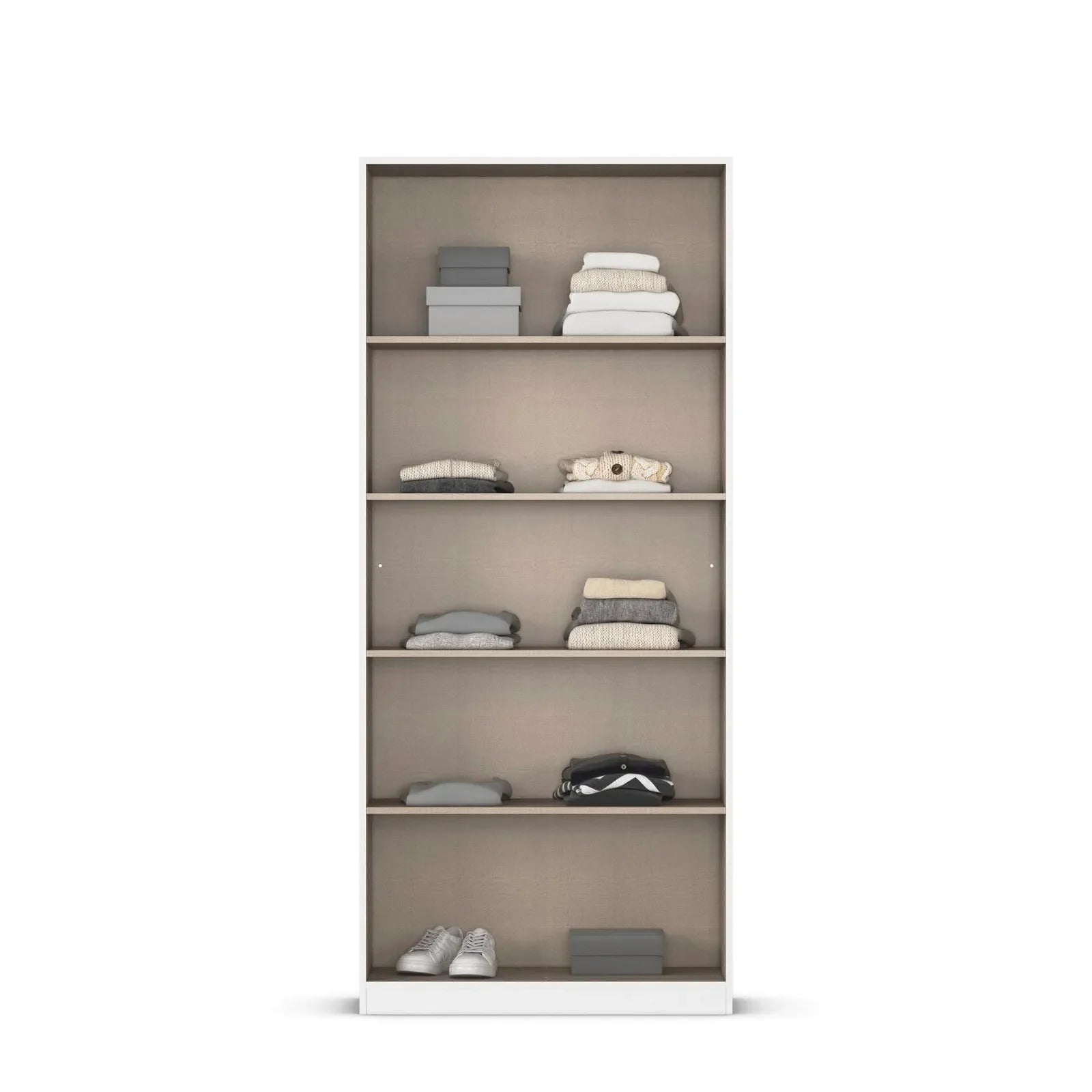 Ashworth Alpine White 2 Door Mirrored Hall Cupboard - interior View Styled in a Bedroom