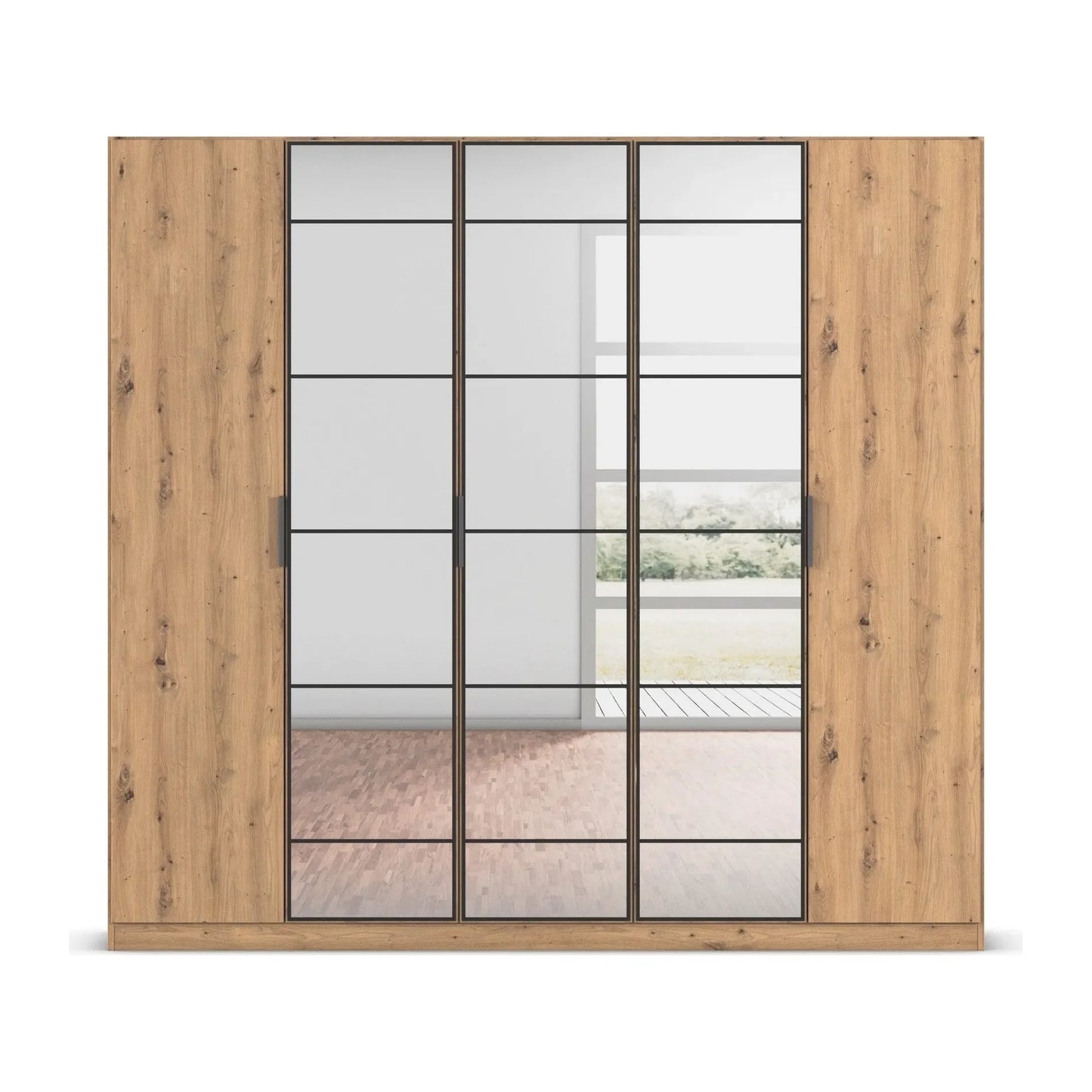 Ashworth Artisan Oak 226cm 5 Door Hinged Wardrobe - Front view