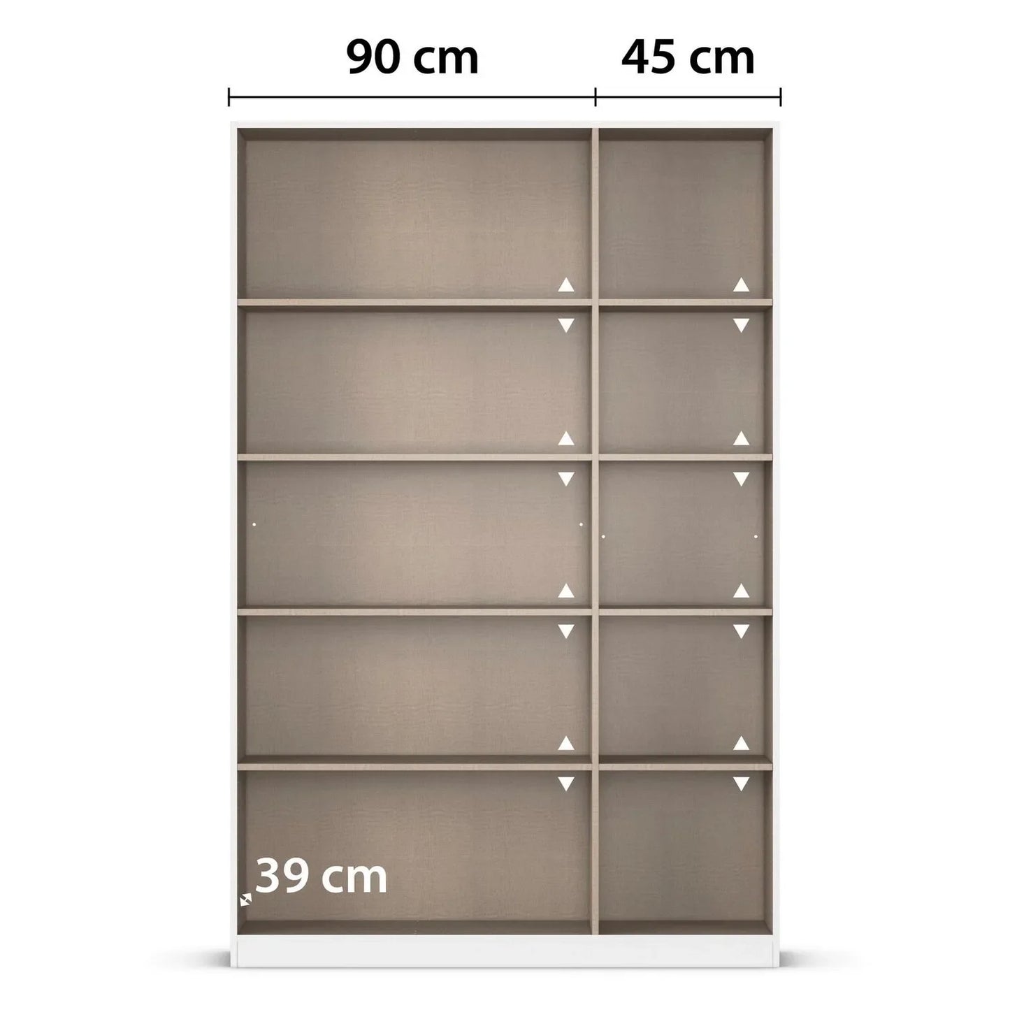 Ashworth Artisan Oak 3 Door Mirrored Hall Cupboard W136cm  - Interior View With Dimensions