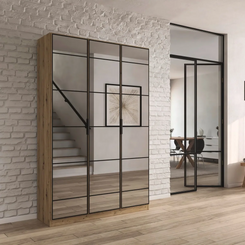 Ashworth Artisan Oak 3 Door Mirrored Hall Cupboard W136cm - Styled in a Living Room