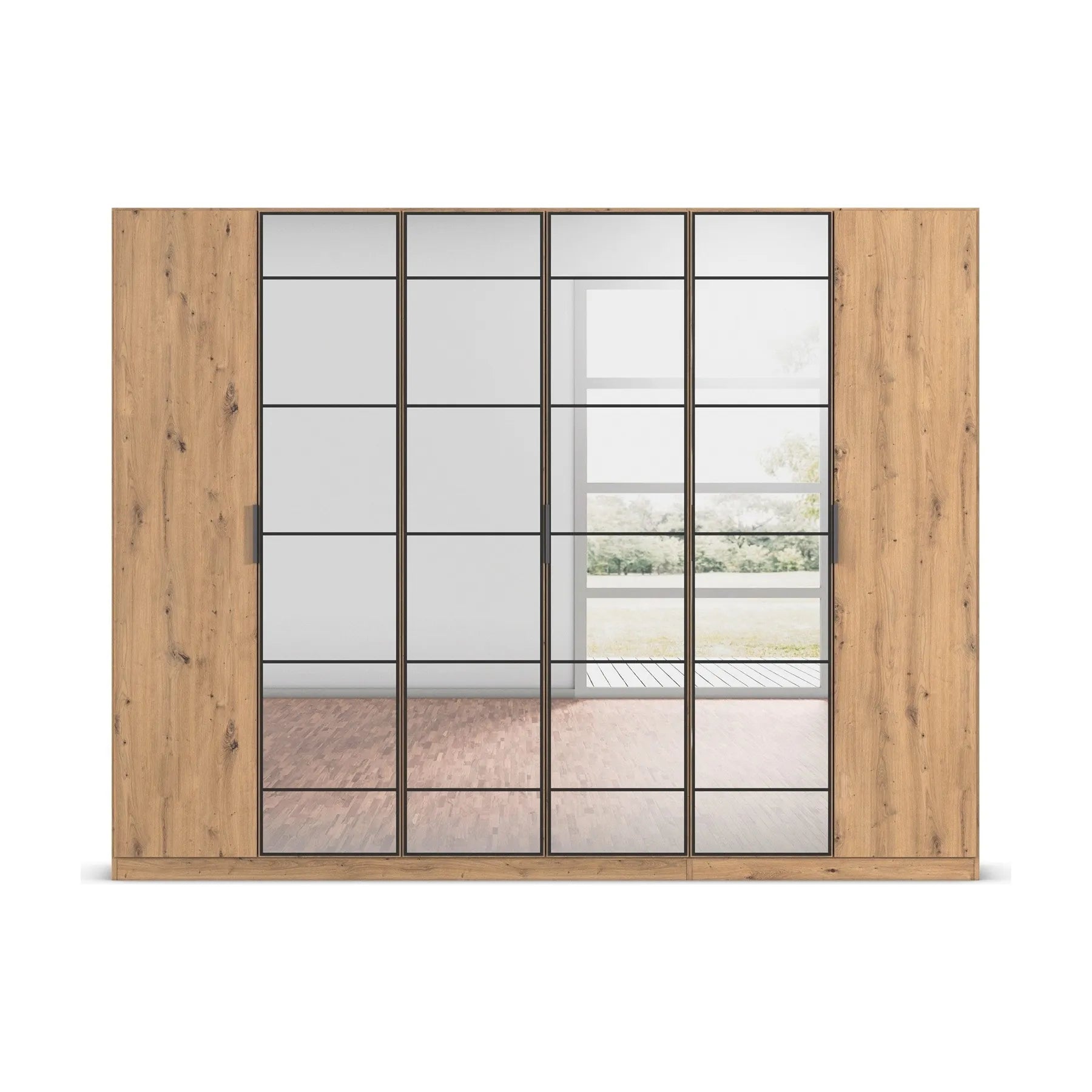 Ashworth Artisan Oak 6 Door Hinged Wardrobe - W271cm - Front View