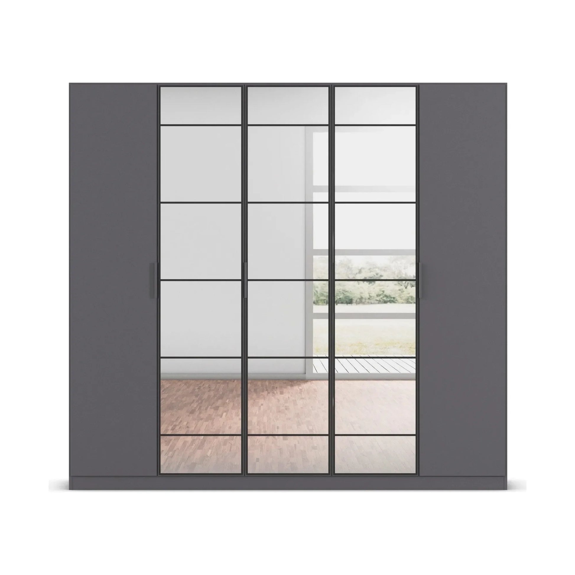 Ashworth Metallic Grey 226cm 5 Door Hinged Wardrobe - Front View