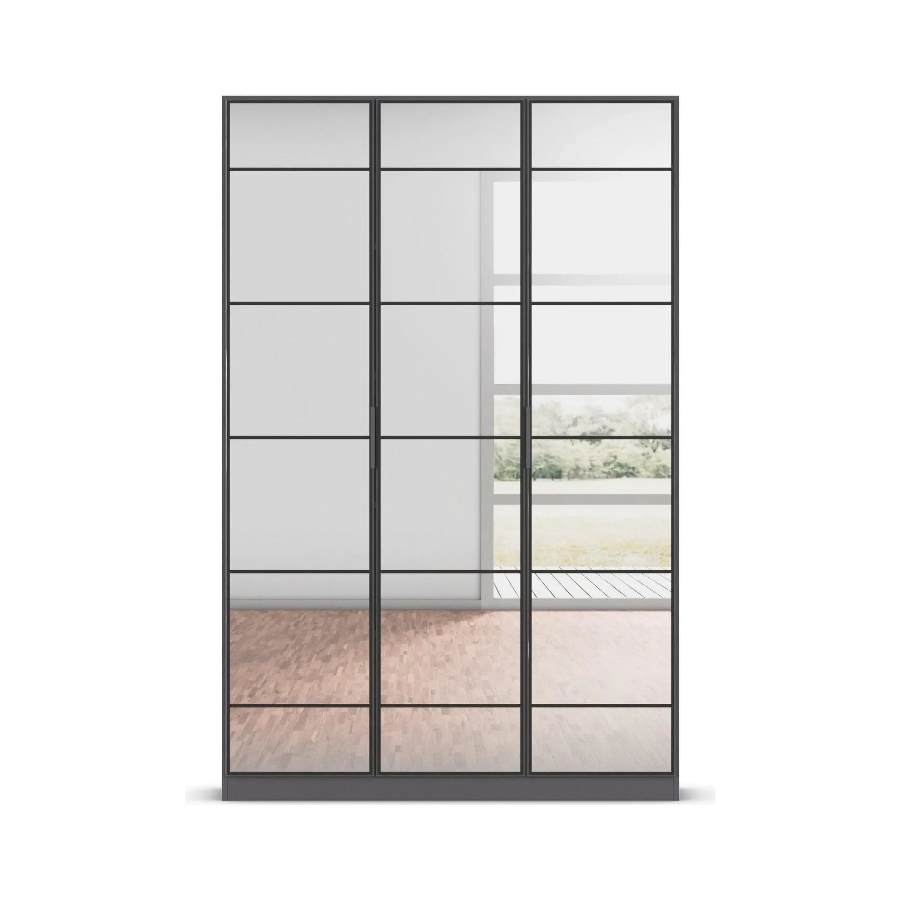 Ashworth Metallic Grey 3 Door Mirrored Hall Cupboard - Pendle Village Furniture