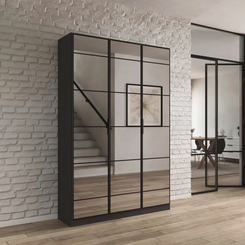 Ashworth Metallic Grey 3 Door Mirrored Hall Cupboard - Pendle Village Furniture