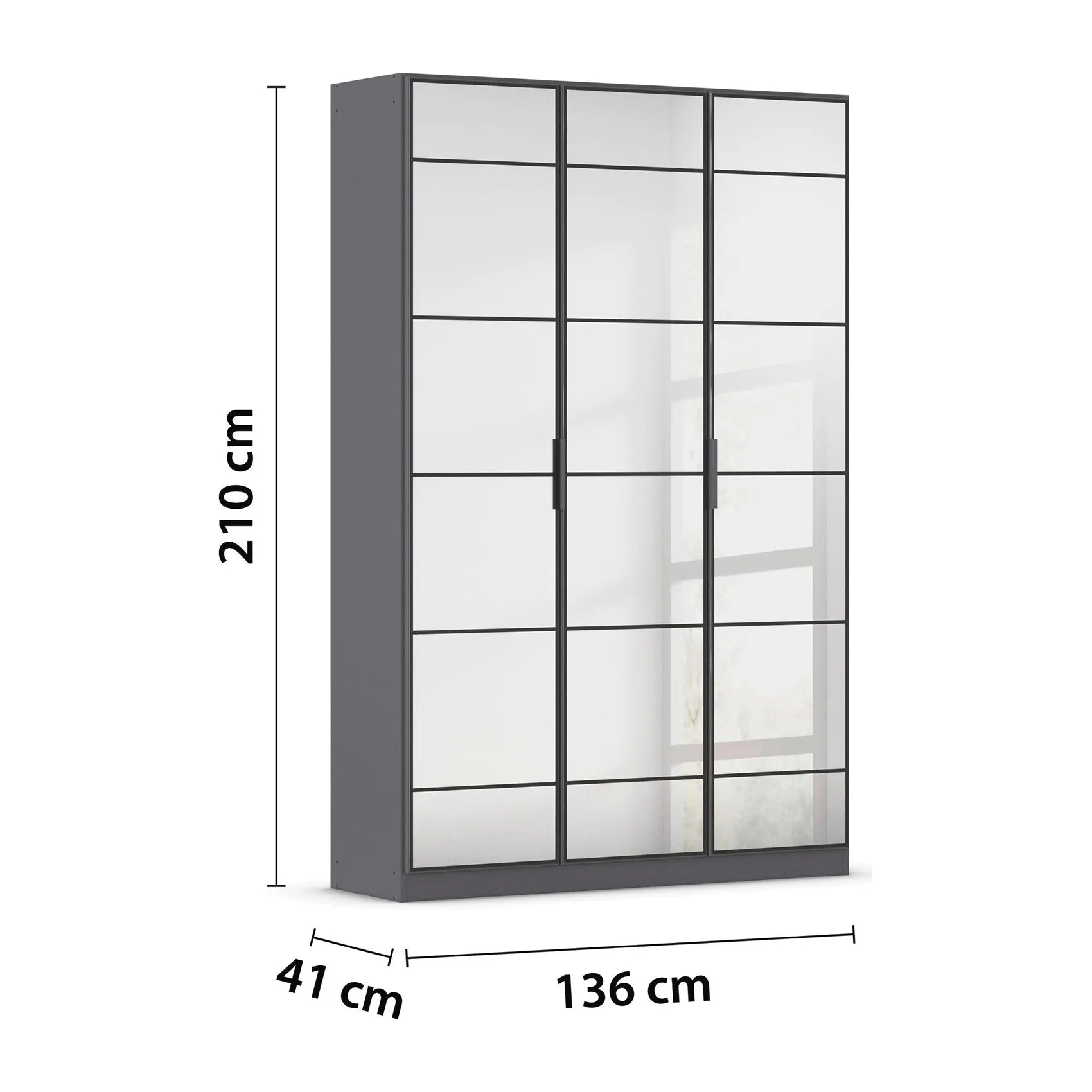 Ashworth Metallic Grey 3 Door Mirrored Hall Cupboard - Pendle Village Furniture