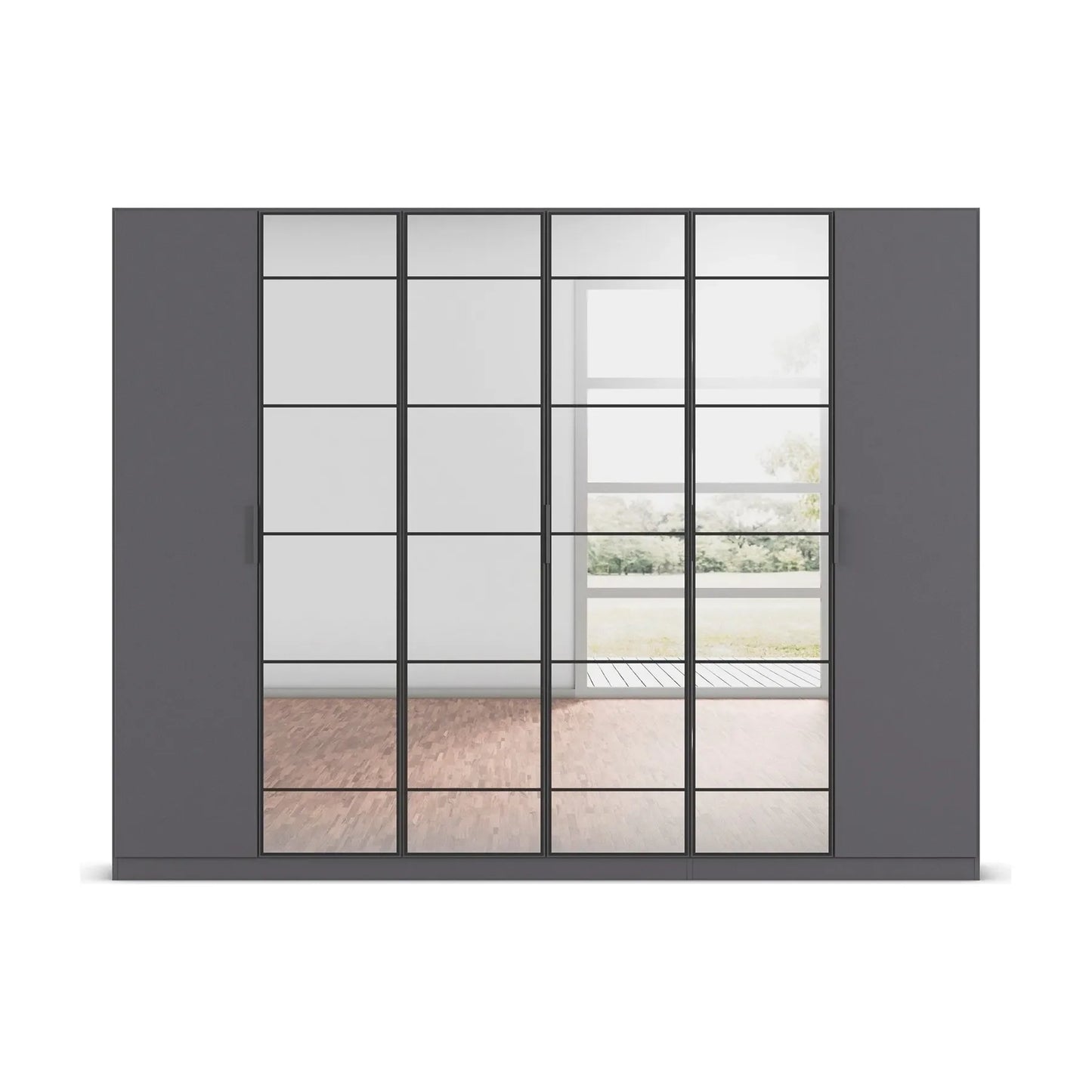 Ashworth Metallic Grey 6 Door Hinged Wardrobe - W271cm - Front View