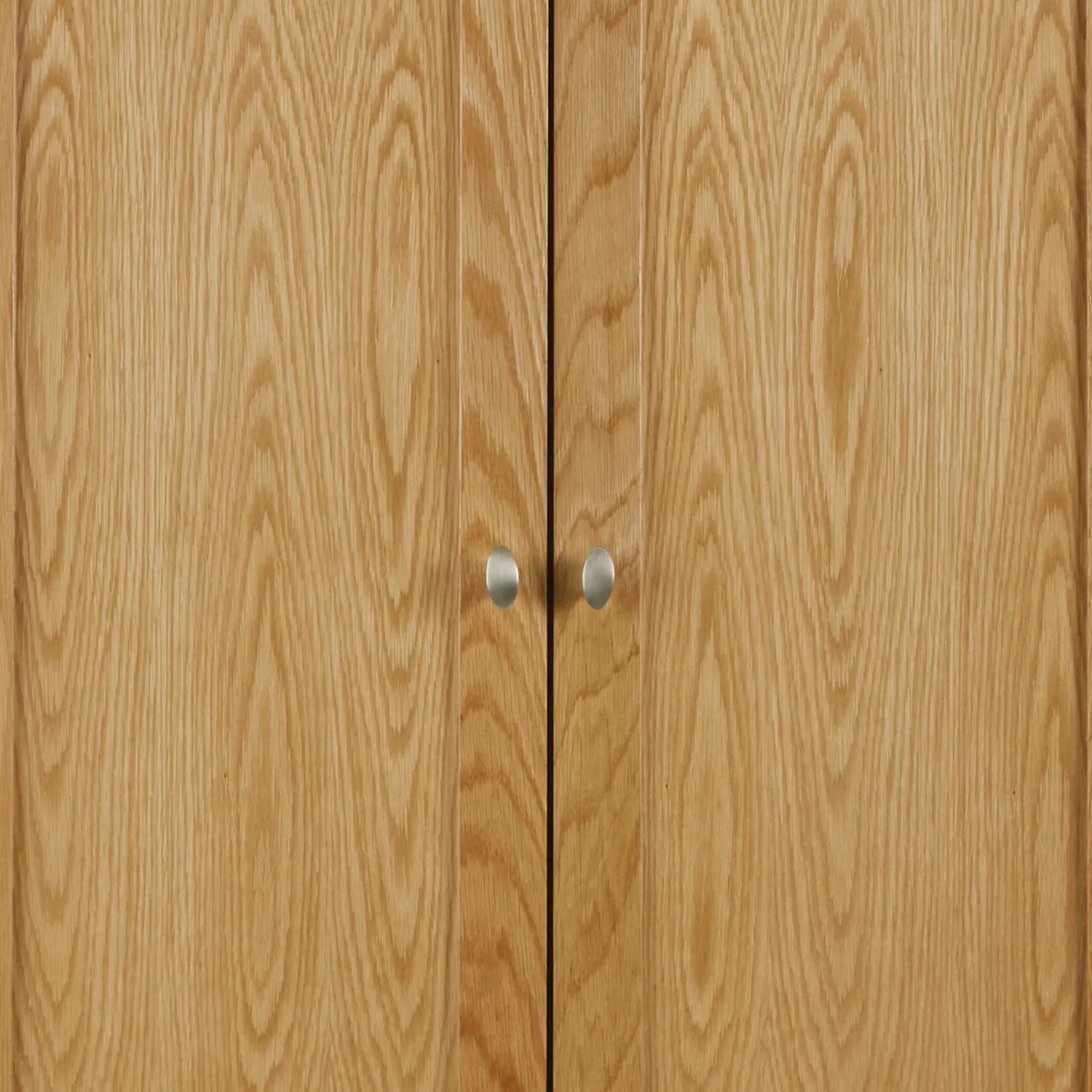 Close up door Handles of Atlantic Natural Lacquer 2 Door Wardrobe with Drawer