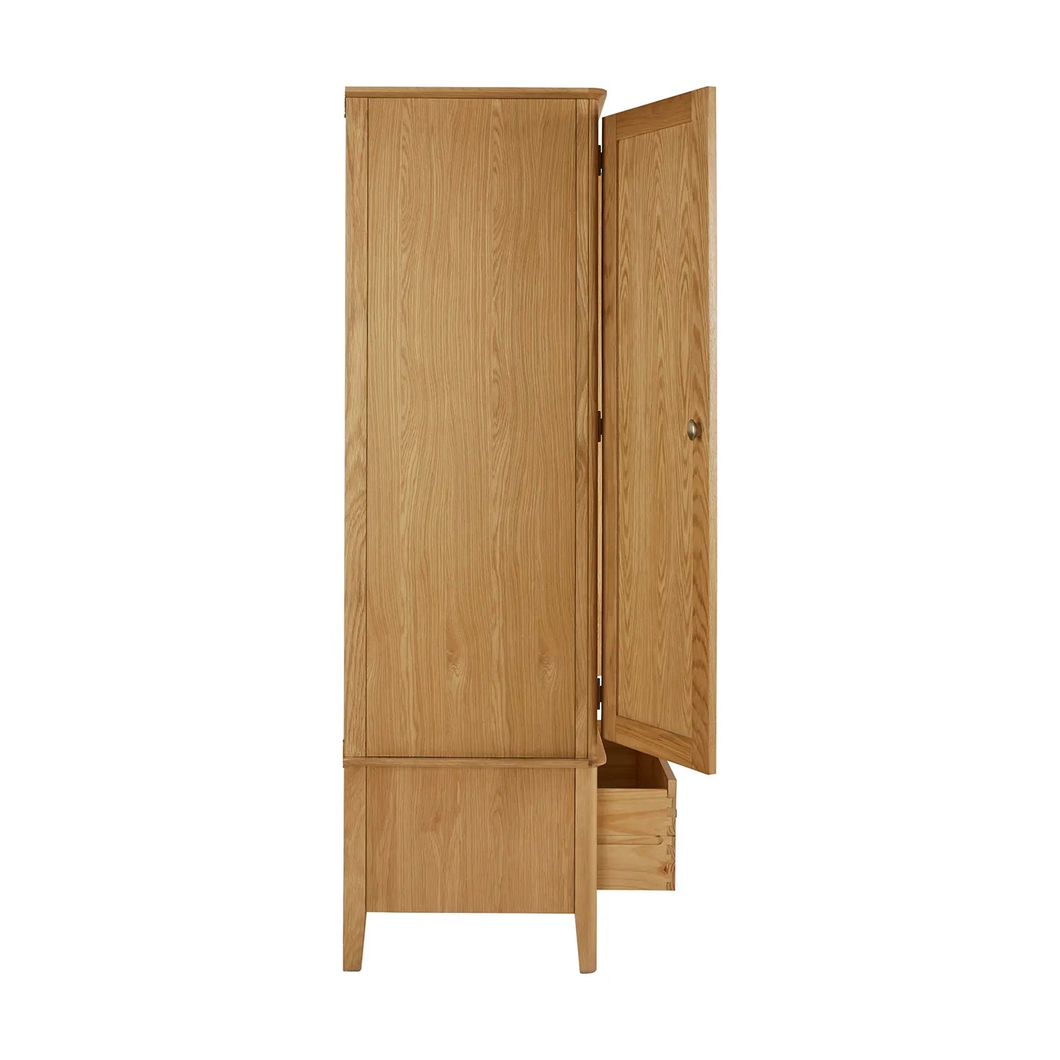 Atlantic Natural Lacquer 2 Door Wardrobe with Drawer - Side View