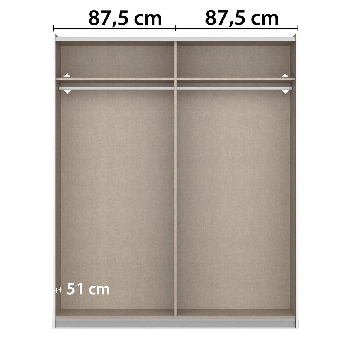 Interior of Rauch 175cm 2 Door Sliding Wardrobe