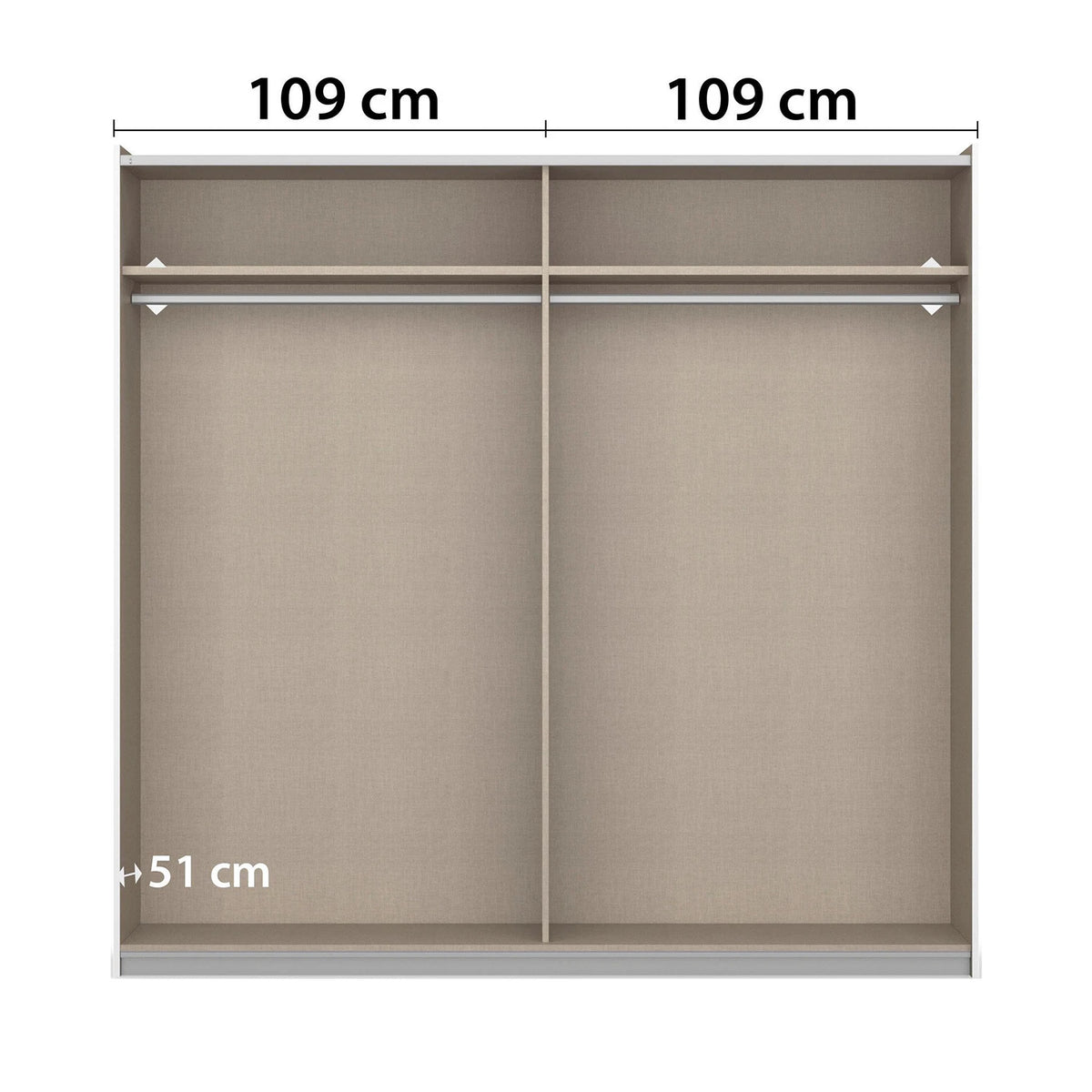 Interior Details of Rauch 218cm Sliding door wardrobe