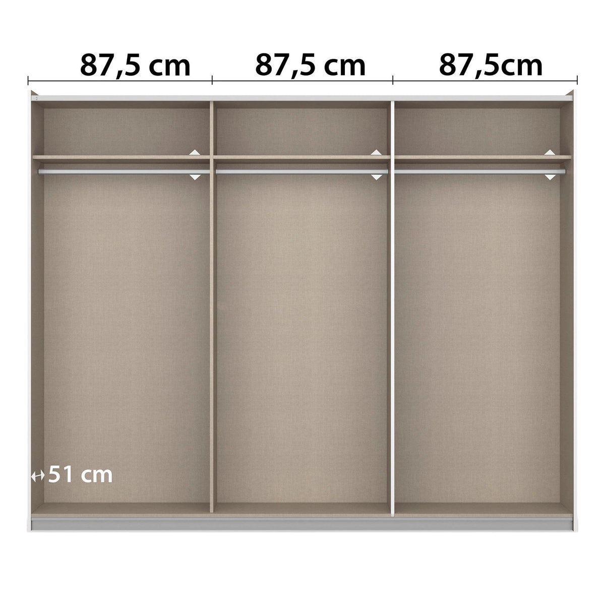 Rauch 261cm Sliding Door Wardrobe Interior 