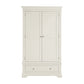 Ivory wardrobe with two doors and a drawer on a white background