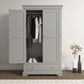 Bordeaux Pebble Grey Double Gents Wardrobe with Drawer - Home Of Wardrobes