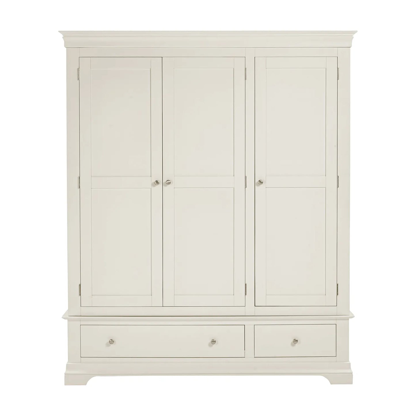 Classic Style Bordeaux Ivory Triple Wardrobe with 2 Drawers - W162cm