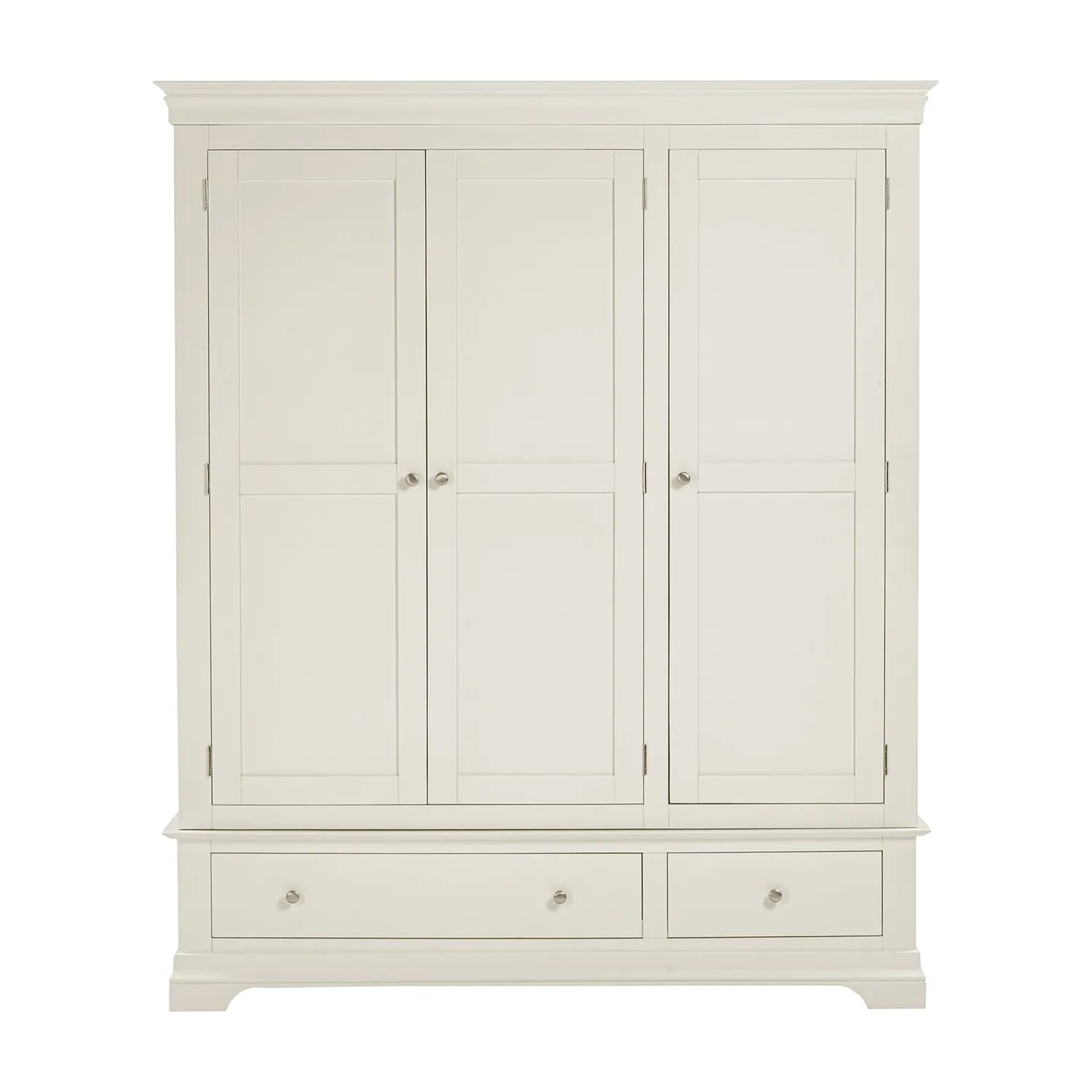Classic Style Bordeaux Ivory Triple Wardrobe with 2 Drawers - W162cm