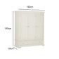 White wardrobe with dimensions labeled on a white background