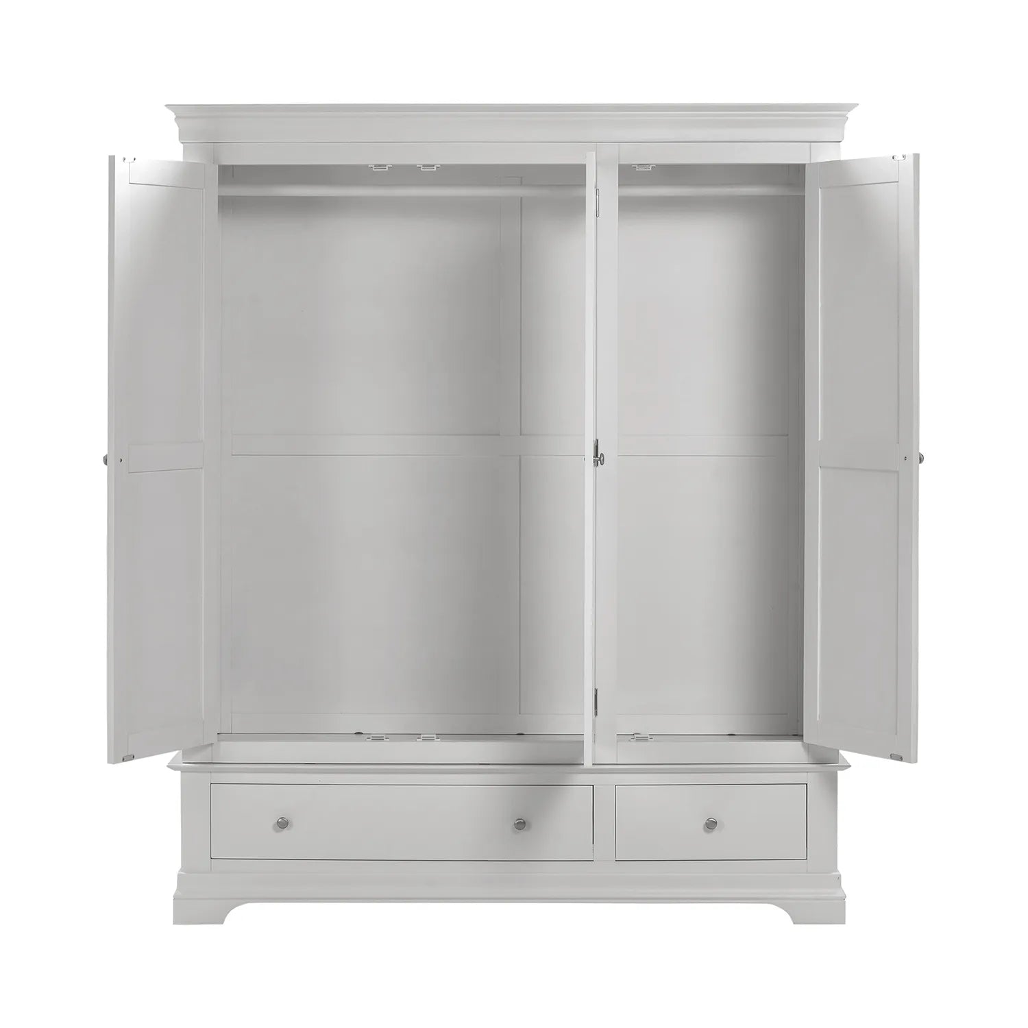 Bordeaux Pebble Grey Triple Wardrobe with 2 Drawers | Elegant Bedroom Storage