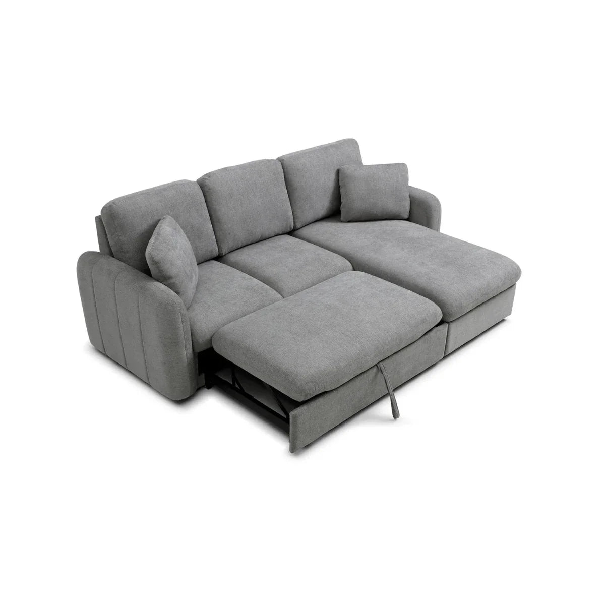 Corner sofa bed with hidden storage compartment
