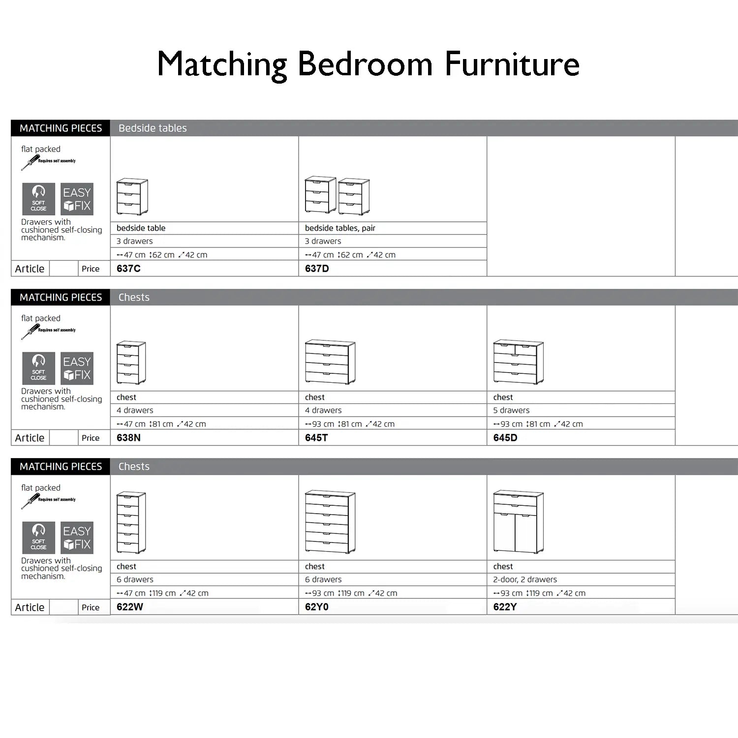 Elon 181cm White Sliding Door Wardrobe with Drawers & Grey Mirror - Matching Bedroom Furniture Options