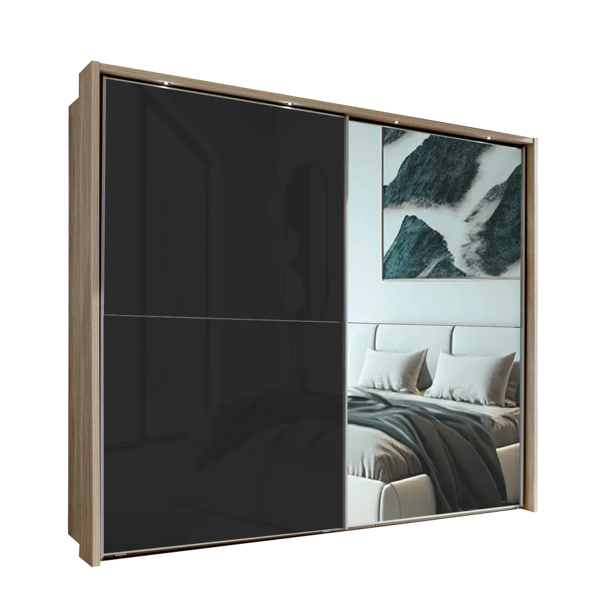 Wiemann Bristol Rustic Oak and Graphite Sliding Door Wardrobe 