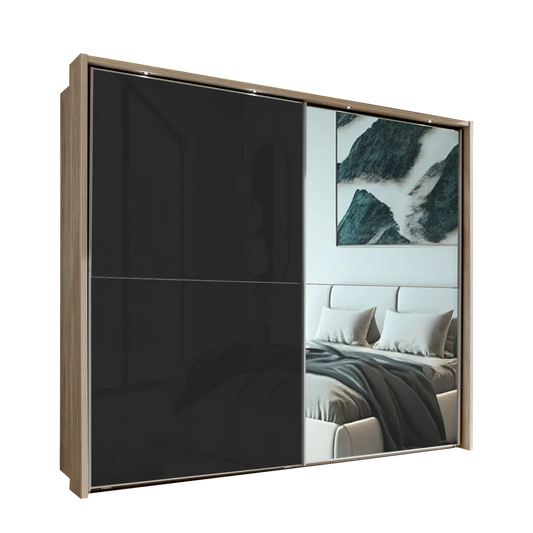 Wiemann Bristol Rustic Oak and Graphite Sliding Door Wardrobe 