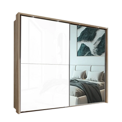 Wiemann Bristol Rustic Oak and White Sliding Door Wardrobe With Mirror 