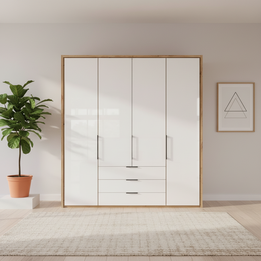 White Oak Wiemann Saka combi wardrobe with integrated drawer storage