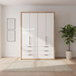 Saka combi wardrobe with glass drawers and bi-fold doors