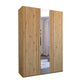 Wooden wardrobe with mirrored doors on a white background