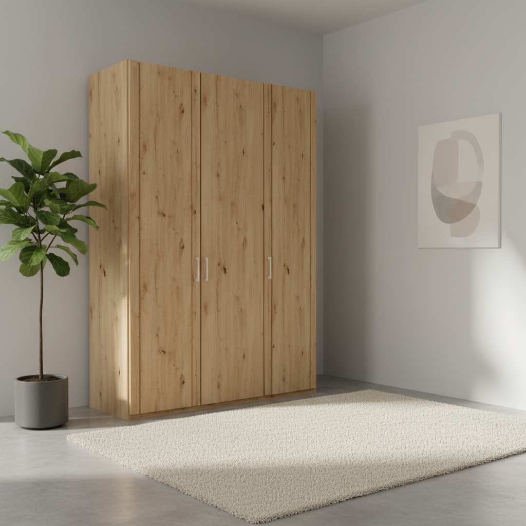 Brixton Oak Effect 3 Door Wardrobe – W150cm