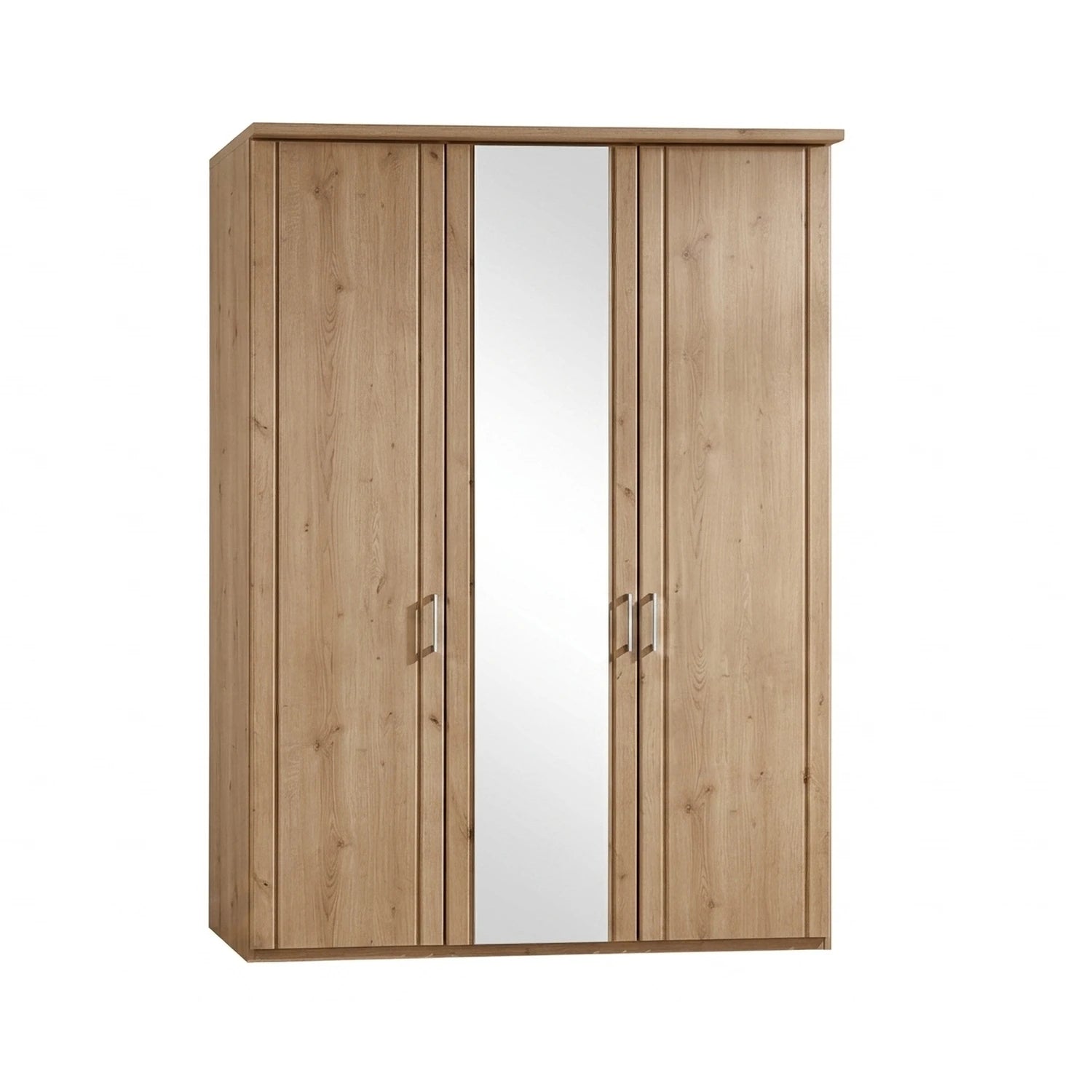 Brixton Oak Effect 3 Door Mirrored Wardrobe with cornice – W150cm
