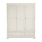 Bordeaux Ivory Triple Wardrobe with 2 Drawers - Matching Door Handles