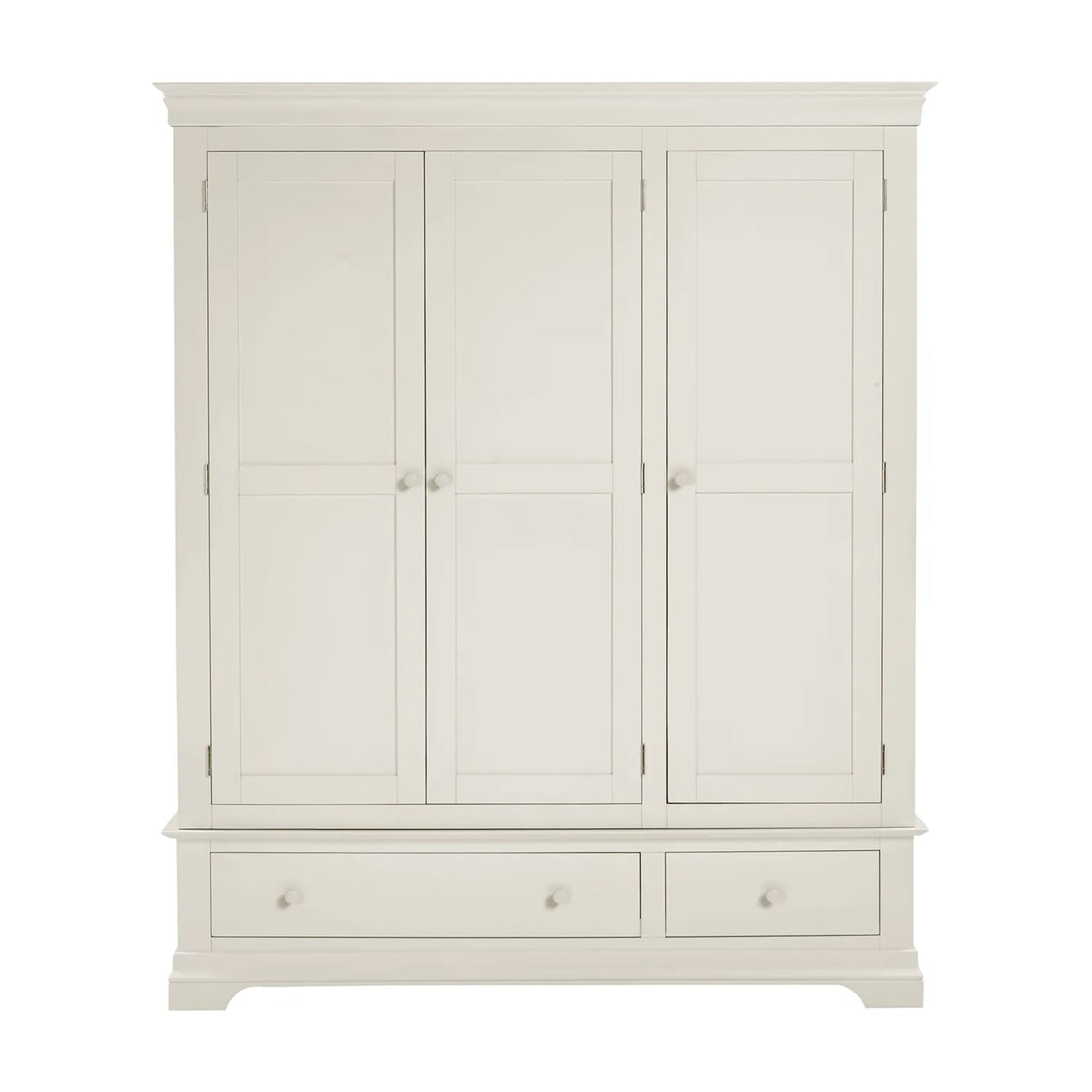 Bordeaux Ivory Triple Wardrobe with 2 Drawers - Matching Door Handles