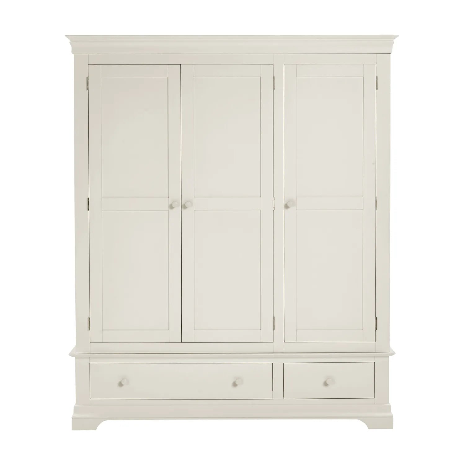 Bordeaux Ivory Triple Wardrobe with 2 Drawers - Matching Door Handles
