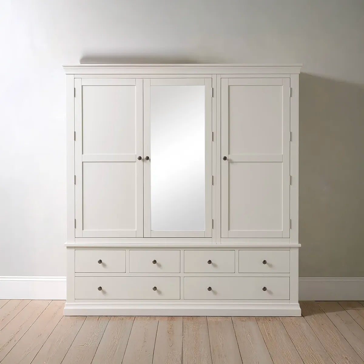 Classic Design Bordeaux Triple Wardrobe with Mirror & 6 Drawers