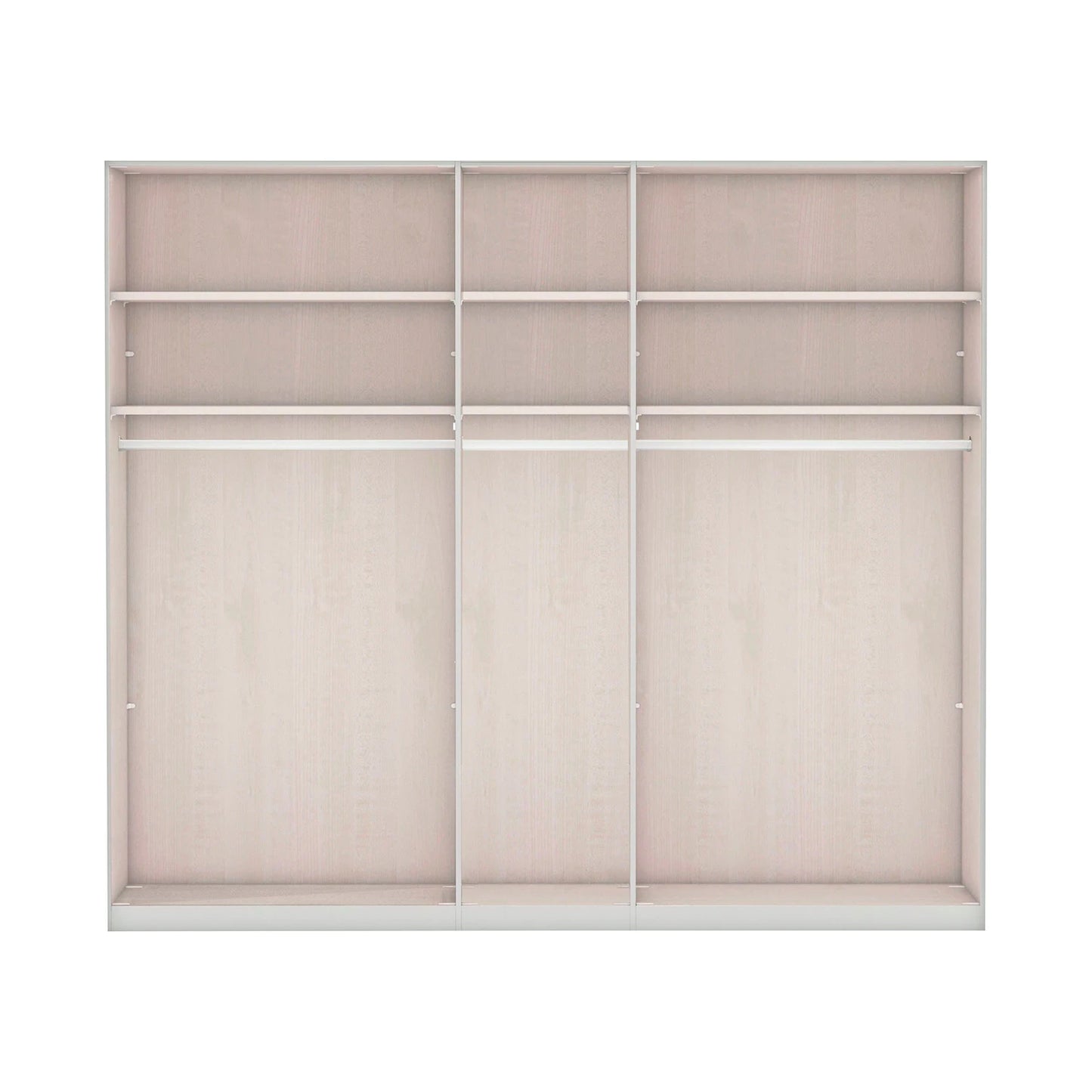 Brixton Oak Effect 5 Door Mirrored Wardrobe W250cm - Interior