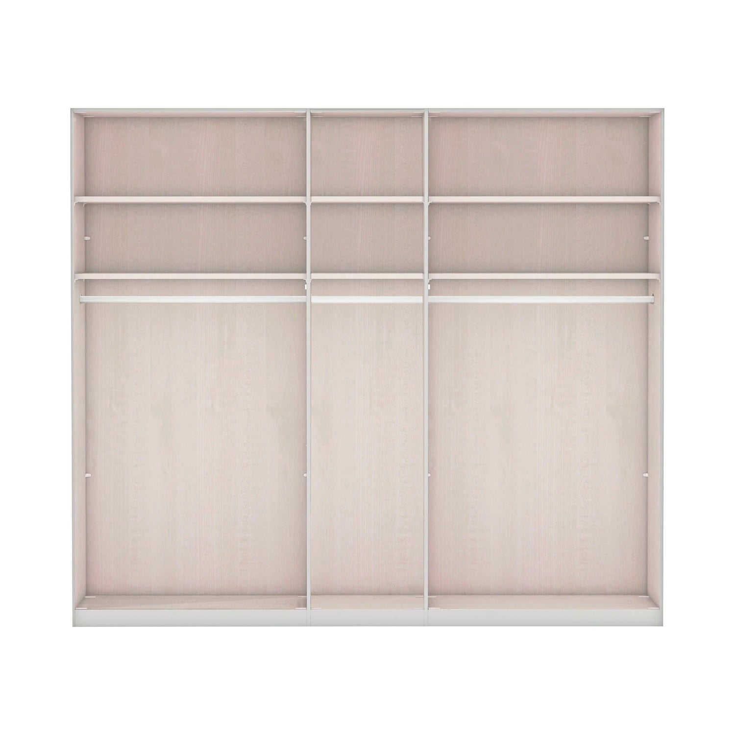 Brixton Oak Effect 5 Door Mirrored Wardrobe W250cm - Interior