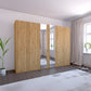 Wiemann Brixton Oak Effect 6 Door Mirrored Wardrobe – W300cm
