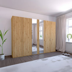 Wiemann Brixton Oak Effect 6 Door Mirrored Wardrobe – W300cm