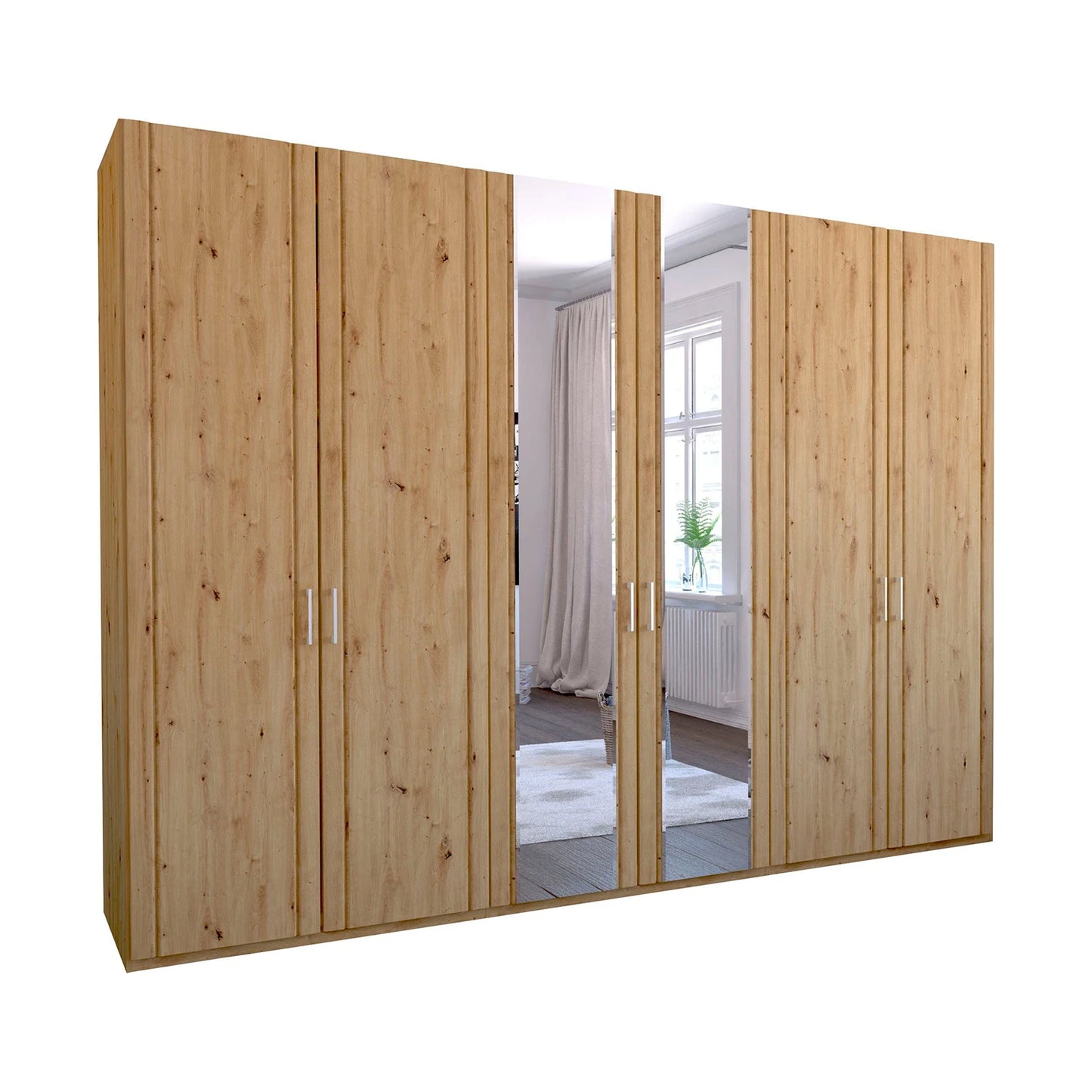 Wooden wardrobe with mirrored doors on a white background by Wiemann