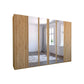 Large 6 Door Wooden wardrobe with mirror doors on a white background