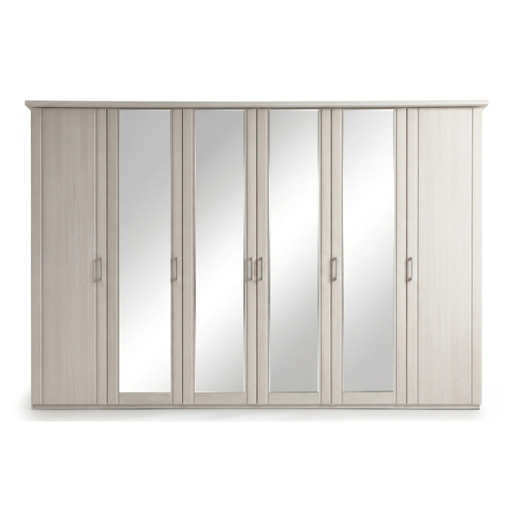 Wiemann Brixton 6 Door Wardrobe in Polar Larch and 4 Mirror Doors 