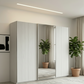 Wiemann Brixton Polar Larch Large 3 Door Sliding Wardrobe with Mirror White Oak