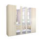 Beige wardrobe with mirrored doors on a white background