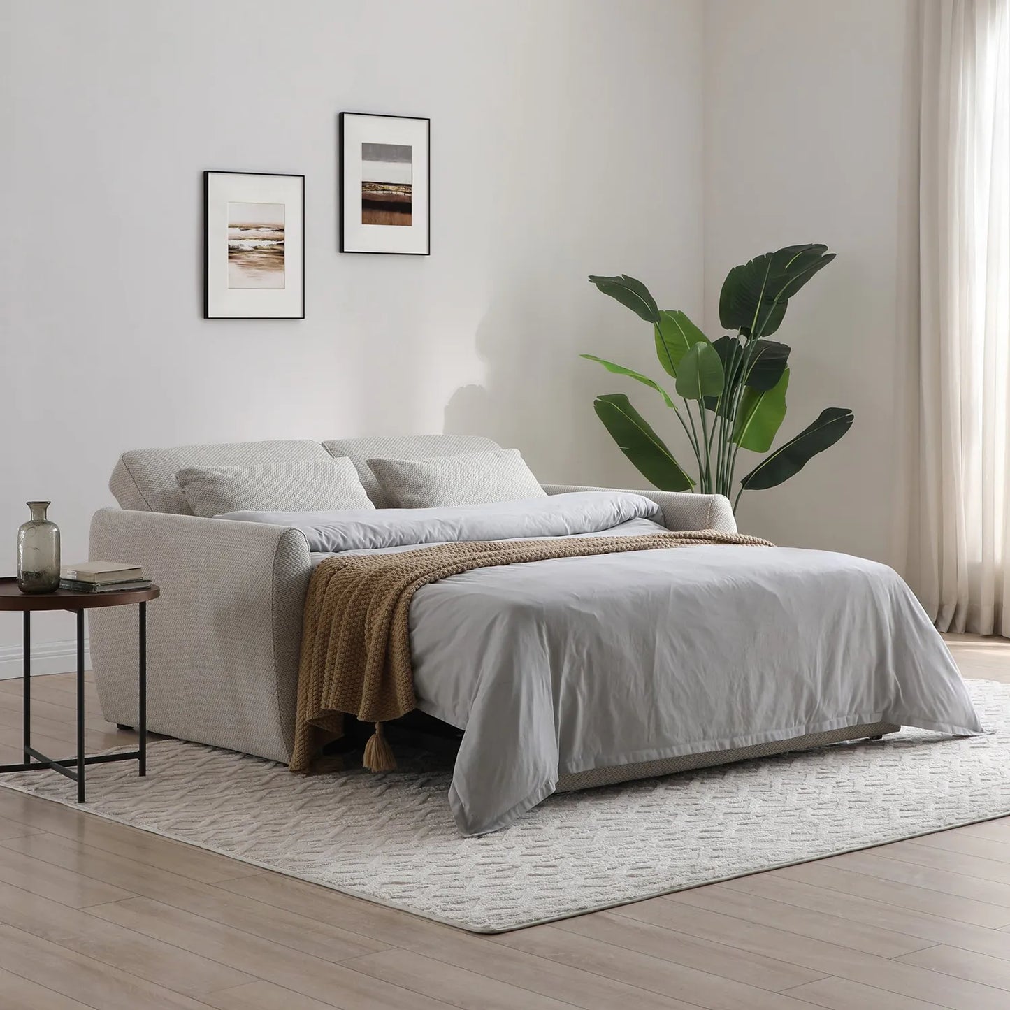 Burnley Grey Textured Weave Fabric Sofa Bed - Pendle Village Furniture