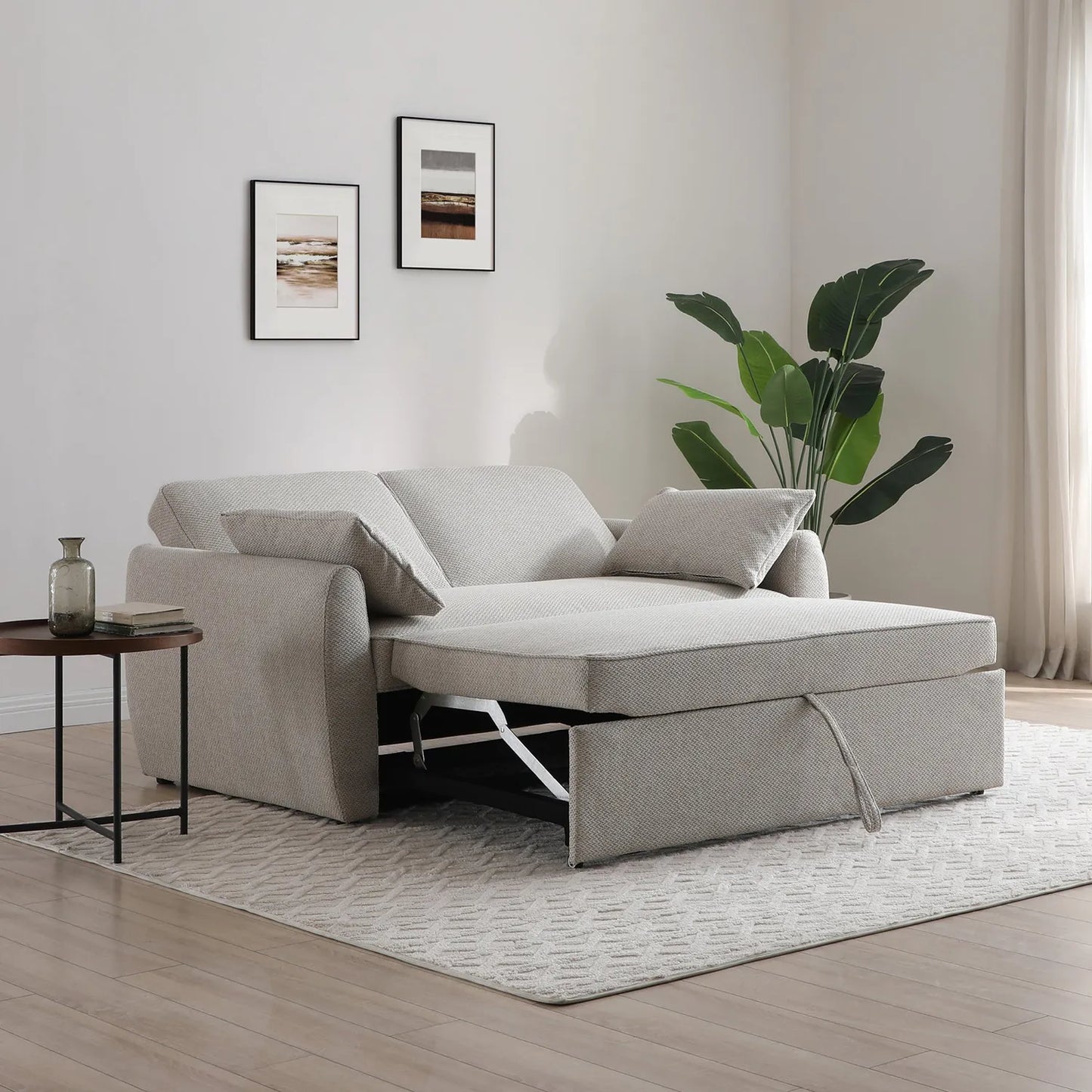 Burnley Natural Textured Weave Fabric Sofa Bed - Pendle Village Furniture