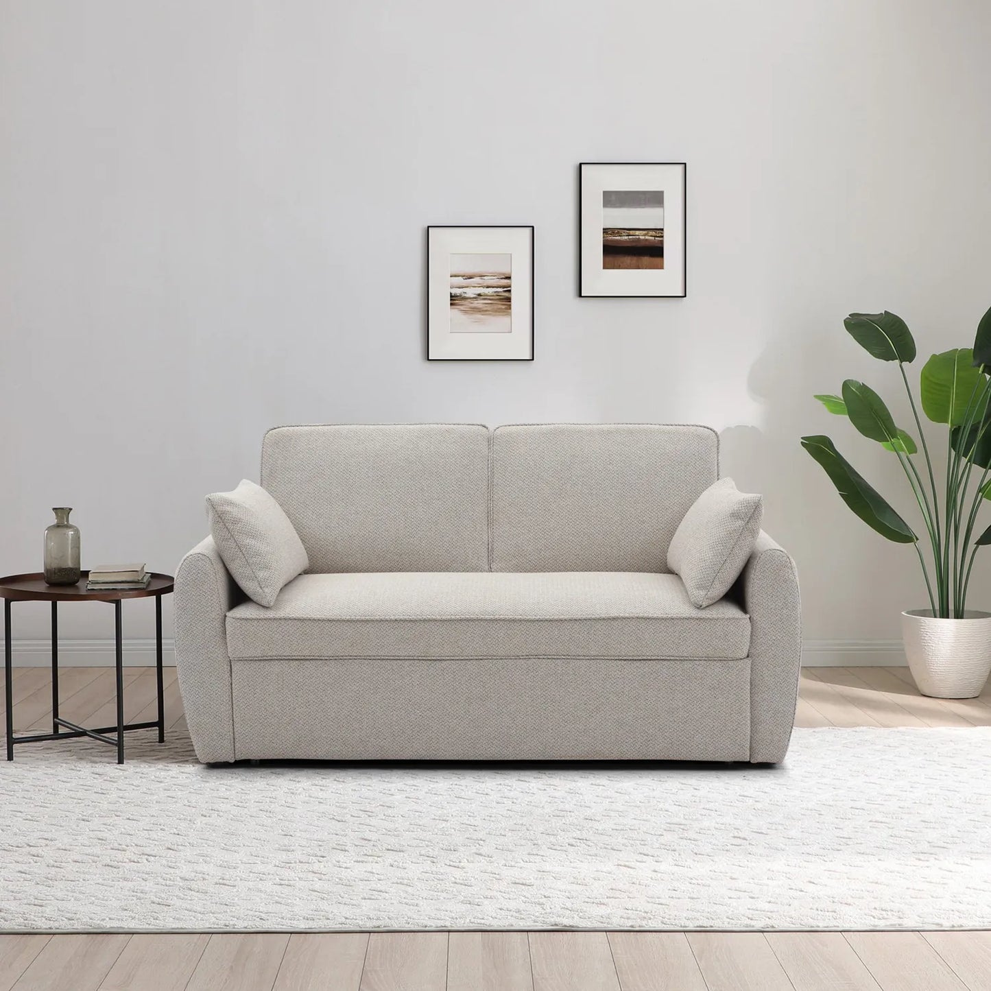 Burnley Natural Textured Weave Fabric Sofa Bed - Pendle Village Furniture