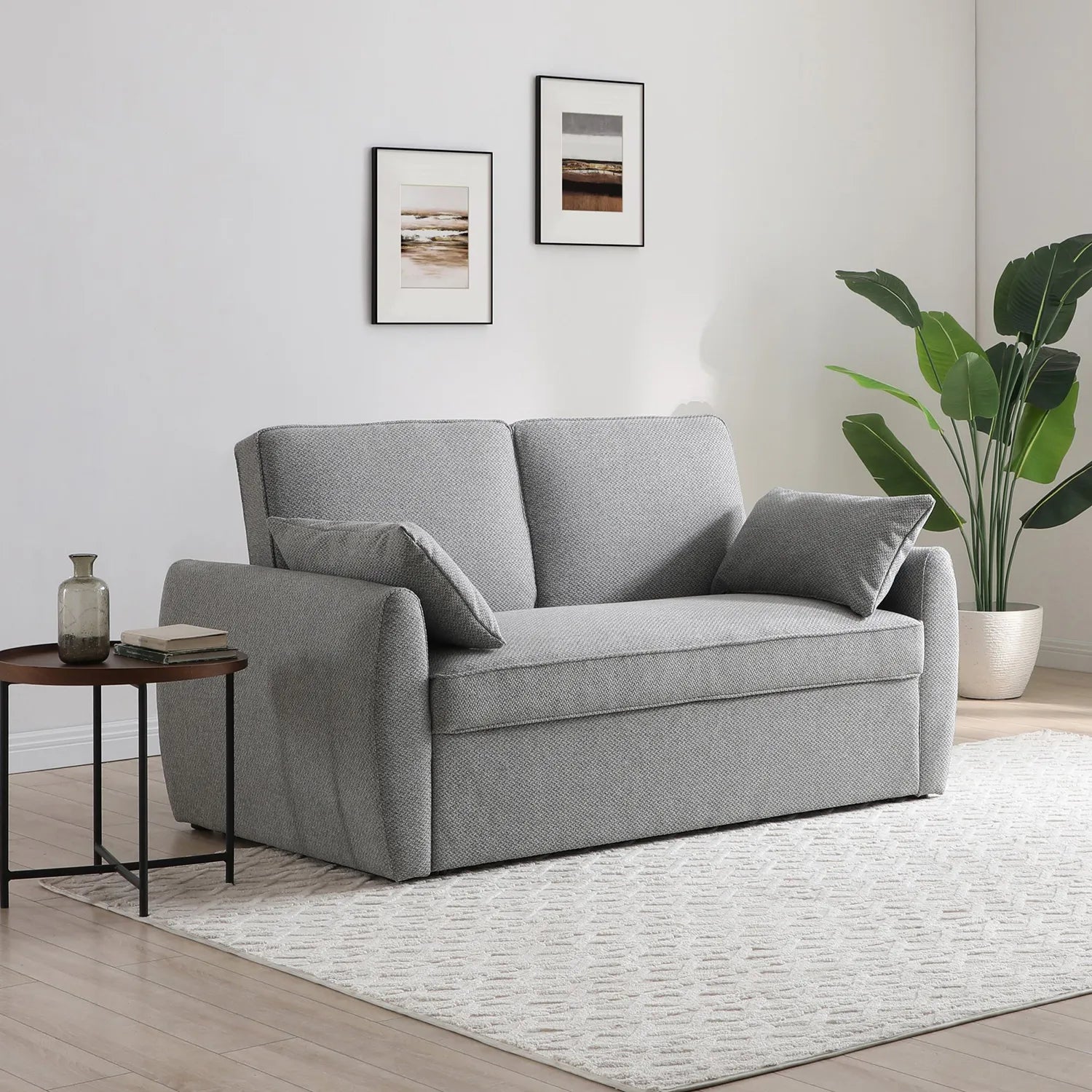 Burnley Grey Textured Weave Fabric Sofa Bed - Pendle Village Furniture
