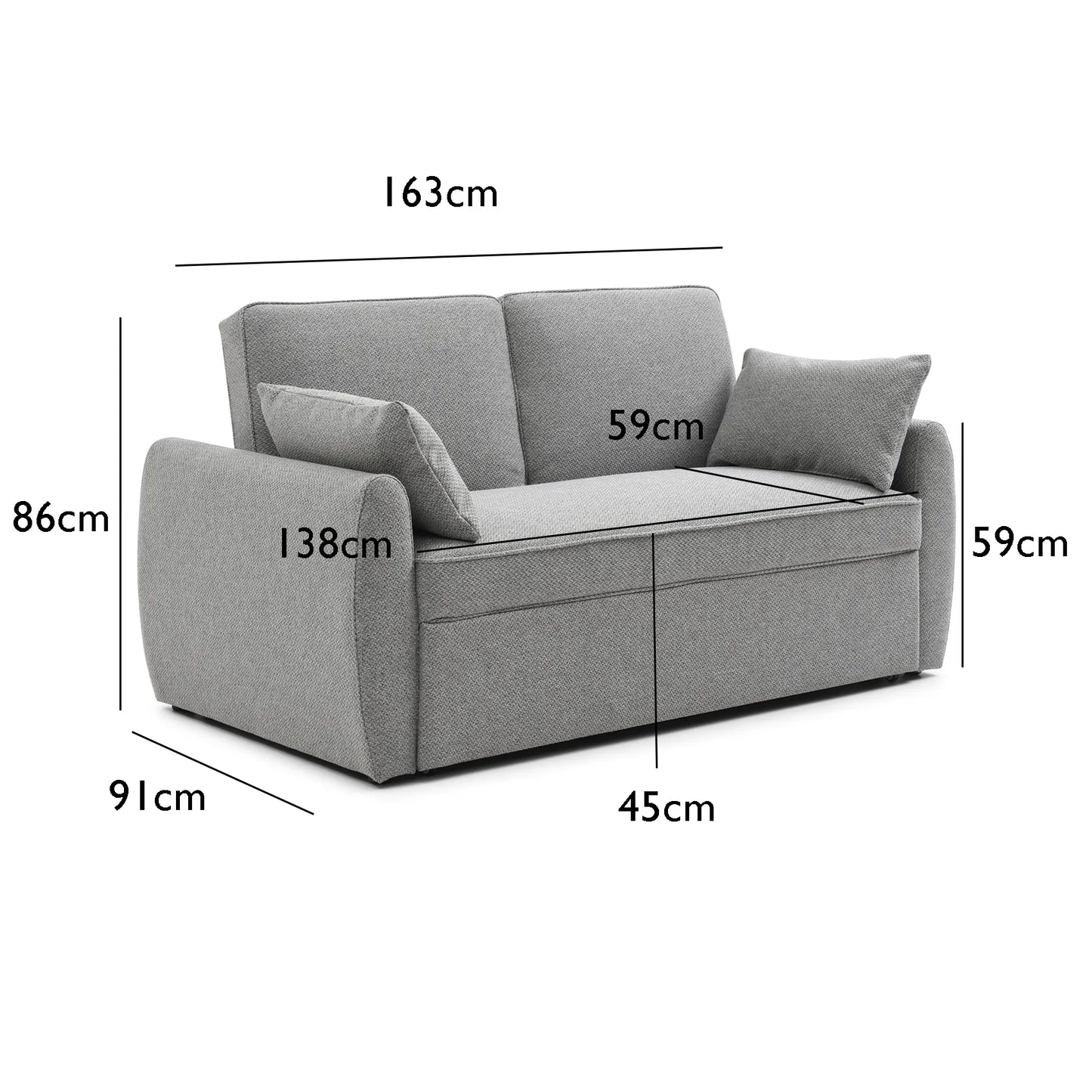 Burnley Grey Textured Weave Fabric Sofa Bed - Pendle Village Furniture