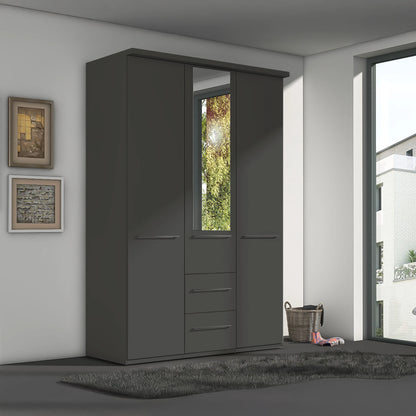 German-made Wiemann Cairns 3 door wardrobe with two drawers, 150cm wide. Five colours, optional mirror door. Free delivery.